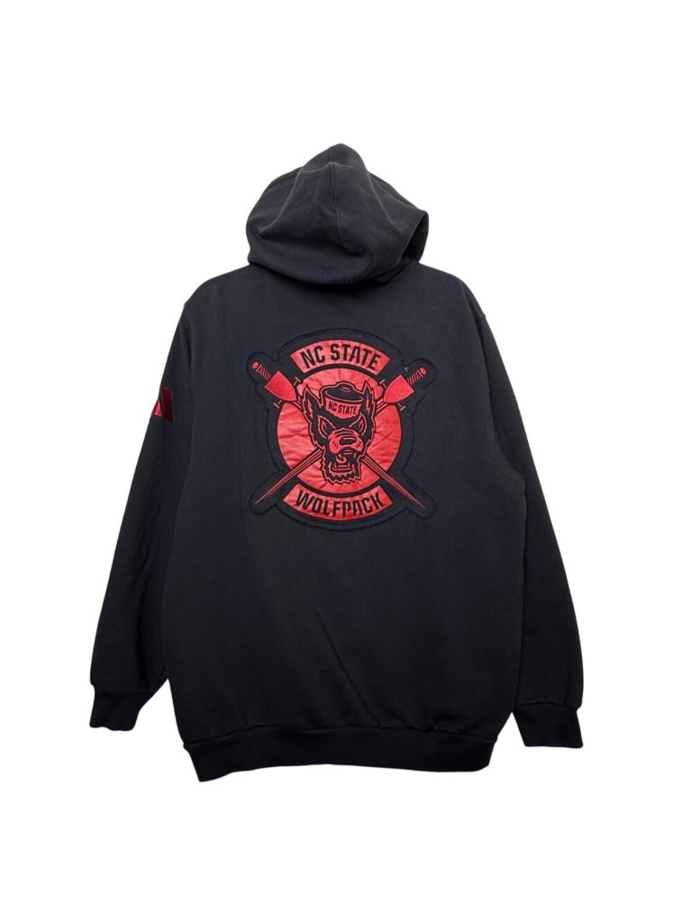NC State Wolfpack Adidas Large Patch Black & Red Pullover Hoodie Sweatshirt Sz M